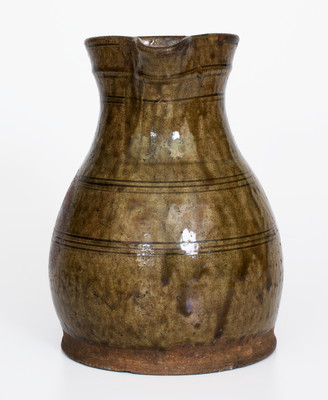 Fine attrib. Zachary T. Ussery, Randolph County, Alabama Stoneware Pitcher, c1875