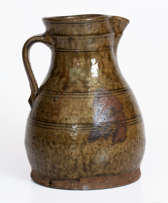Fine attrib. Zachary T. Ussery, Randolph County, Alabama Stoneware Pitcher, c1875