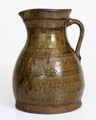 Fine attrib. Zachary T. Ussery, Randolph County, Alabama Stoneware Pitcher, c1875