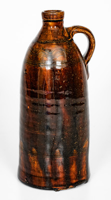 Fine Sand Mountain, Alabama Alkaline-Glazed Stoneware Jug w/ Incised Decoration, c1850-1880
