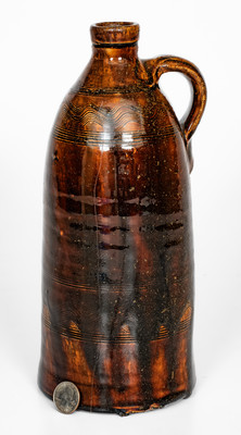 Fine Sand Mountain, Alabama Alkaline-Glazed Stoneware Jug w/ Incised Decoration, c1850-1880