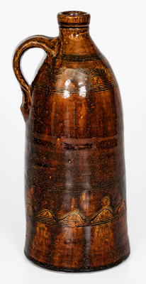 Fine Sand Mountain, Alabama Alkaline-Glazed Stoneware Jug w/ Incised Decoration, c1850-1880