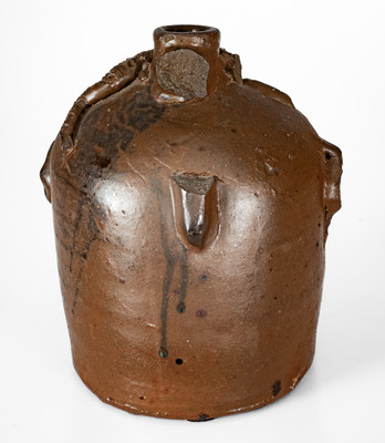 Very Rare Georgia Stoneware Face Jug w/ Applied Lizard, late 19th century