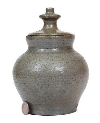 Bristol, Tennessee Area Salt-Glazed Stoneware Sugar Jar w/ Lid, c1860-90