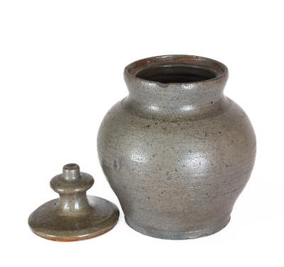 Bristol, Tennessee Area Salt-Glazed Stoneware Sugar Jar w/ Lid, c1860-90