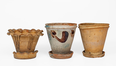 Three Strasburg, Virginia Redware Flowerpots, fourth quarter 19th century