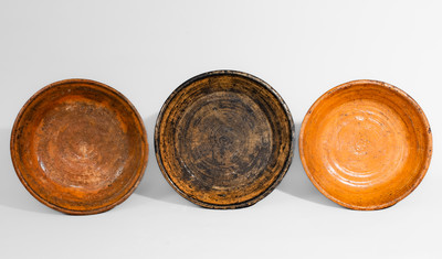 Three North Carolina Redware Dirt Dishes, second half 19th century