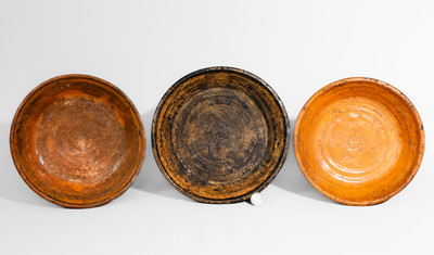 Three North Carolina Redware Dirt Dishes, second half 19th century