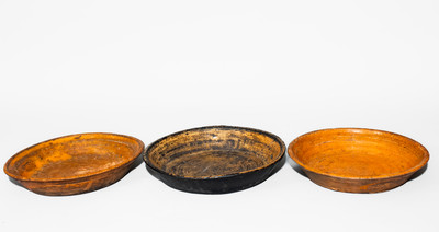 Three North Carolina Redware Dirt Dishes, second half 19th century
