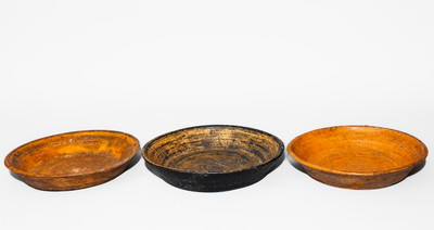 Three North Carolina Redware Dirt Dishes, second half 19th century