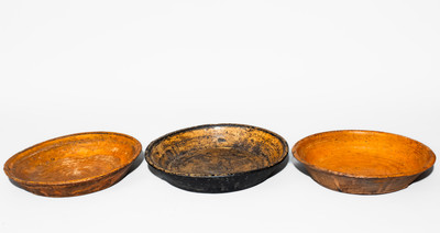 Three North Carolina Redware Dirt Dishes, second half 19th century