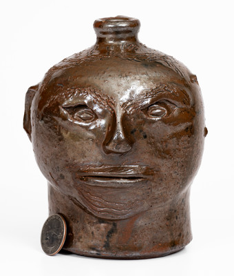 Rare Small-Sized White Co, GA Stoneware Face Jug attrib. William Hewell at "Daddy Bill" Dorsey Pottery