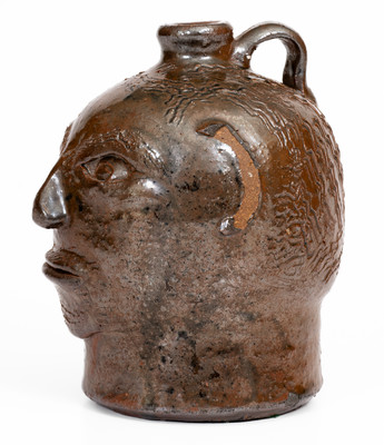 Rare Small-Sized White Co, GA Stoneware Face Jug attrib. William Hewell at "Daddy Bill" Dorsey Pottery
