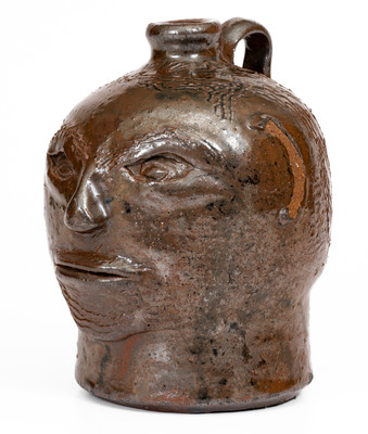 Rare Small-Sized White Co, GA Stoneware Face Jug attrib. William Hewell at "Daddy Bill" Dorsey Pottery