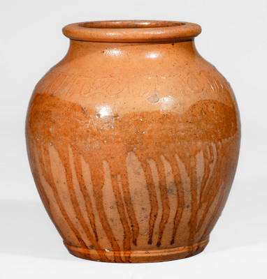 Exceptional C A HAUN & CO NO 1 Redware Jar, Christopher Alexander Haun, Greene County, TN