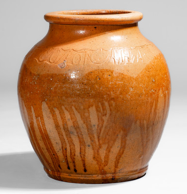 Exceptional C A HAUN & CO NO 1 Redware Jar, Christopher Alexander Haun, Greene County, TN