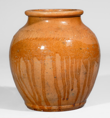 Exceptional C A HAUN & CO NO 1 Redware Jar, Christopher Alexander Haun, Greene County, TN