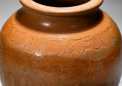 Exceptional C A HAUN & CO NO 1 Redware Jar, Christopher Alexander Haun, Greene County, TN