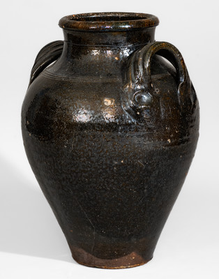 Rare Greene County, TN Copper-Glazed Redware Jar, probably Christopher Alexander Haun