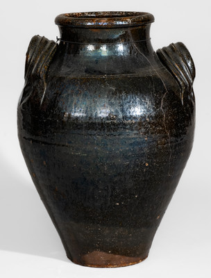 Rare Greene County, TN Copper-Glazed Redware Jar, probably Christopher Alexander Haun