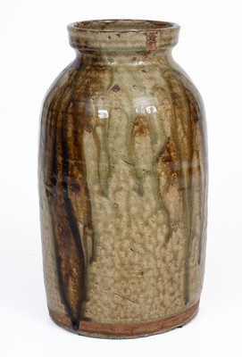 Rare Alkaline-Glazed Stoneware Jar w/ Iron-Oxide Decoration, Leopard / Ussery, Bacon Level, Alabama