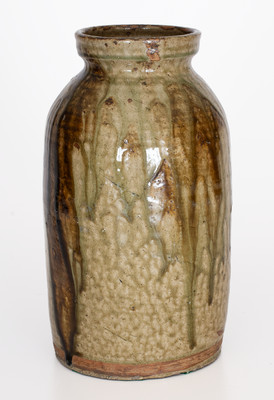 Rare Alkaline-Glazed Stoneware Jar w/ Iron-Oxide Decoration, Leopard / Ussery, Bacon Level, Alabama