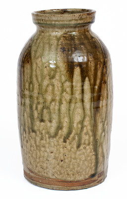 Rare Alkaline-Glazed Stoneware Jar w/ Iron-Oxide Decoration, Leopard / Ussery, Bacon Level, Alabama