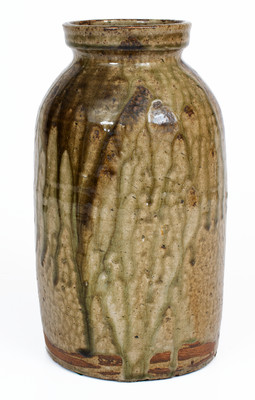 Rare Alkaline-Glazed Stoneware Jar w/ Iron-Oxide Decoration, Leopard / Ussery, Bacon Level, Alabama