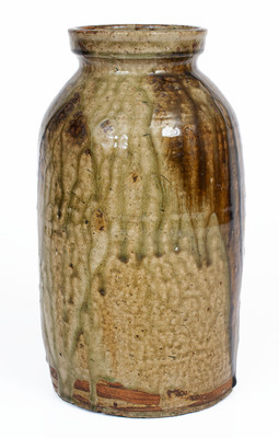 Rare Alkaline-Glazed Stoneware Jar w/ Iron-Oxide Decoration, Leopard / Ussery, Bacon Level, Alabama