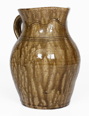 Rare Flat-Sided Alkaline-Glazed Stoneware Pitcher, probably North Carolina