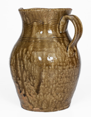 Rare Flat-Sided Alkaline-Glazed Stoneware Pitcher, probably North Carolina
