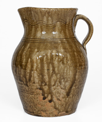Rare Flat-Sided Alkaline-Glazed Stoneware Pitcher, probably North Carolina