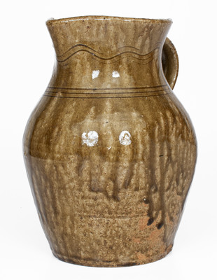 Rare Flat-Sided Alkaline-Glazed Stoneware Pitcher, probably North Carolina