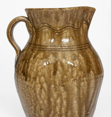 Rare Flat-Sided Alkaline-Glazed Stoneware Pitcher, probably North Carolina