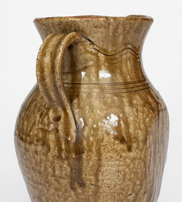 Rare Flat-Sided Alkaline-Glazed Stoneware Pitcher, probably North Carolina