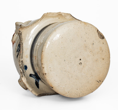 Extremely Rare Cobalt-Decorated Stoneware Face Gate Post Ornament, Midwestern or Southern origin