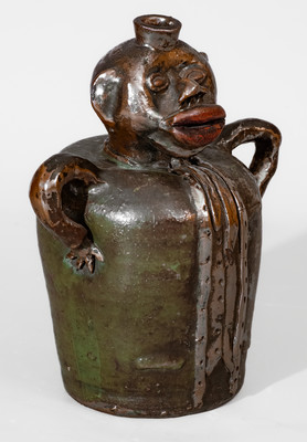 Rare attrib. William Joseph Gordy, Cartersville, GA Figural Stoneware Bottle