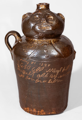175. Pottery,FaceJug/Figural- Dated 1844, Heavily Inscribed (362)
