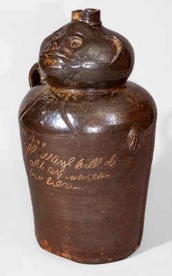 175. Pottery,FaceJug/Figural- Dated 1844, Heavily Inscribed (362)