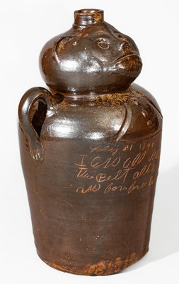 175. Pottery,FaceJug/Figural- Dated 1844, Heavily Inscribed (362)