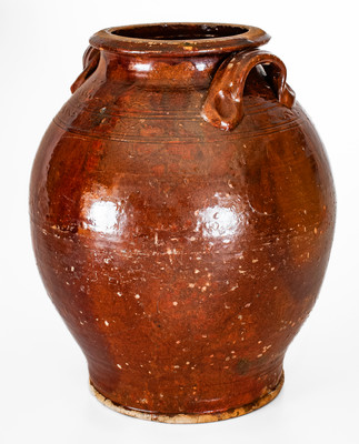 Exceedingly Rare and Important "Silas Watkins / 1846" Redware Jar, Randolph or Guilford Counties, NC