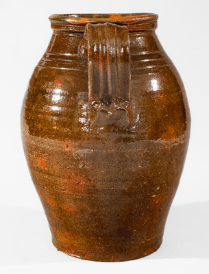 Greene County, Tennessee Redware Handled Jar, c1820-50