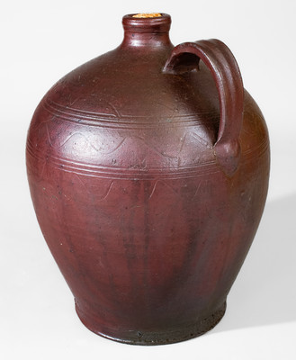 Important and Possibly Unique J. MORT, Jefferson Co, TN Stoneware Jug w/ Incised Decoration