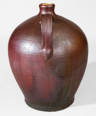 Important and Possibly Unique J. MORT, Jefferson Co, TN Stoneware Jug w/ Incised Decoration