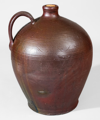 Important and Possibly Unique J. MORT, Jefferson Co, TN Stoneware Jug w/ Incised Decoration