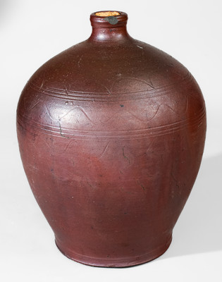 Important and Possibly Unique J. MORT, Jefferson Co, TN Stoneware Jug w/ Incised Decoration