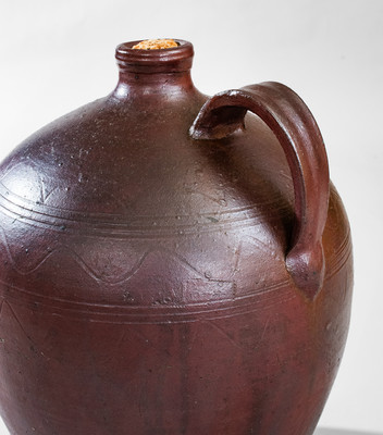 Important and Possibly Unique J. MORT, Jefferson Co, TN Stoneware Jug w/ Incised Decoration