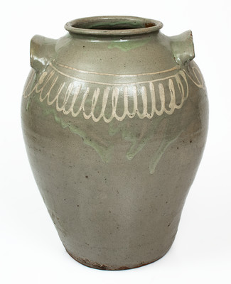 Attrib. Thomas Chandler, Edgefield District, SC Stoneware Jar w/ Kaolin Slip Decoration