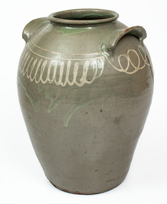 Attrib. Thomas Chandler, Edgefield District, SC Stoneware Jar w/ Kaolin Slip Decoration