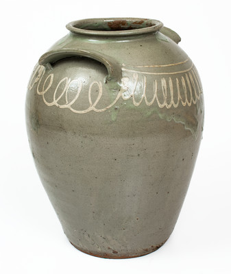 Attrib. Thomas Chandler, Edgefield District, SC Stoneware Jar w/ Kaolin Slip Decoration